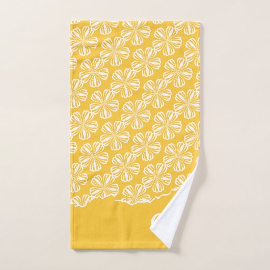 Torn Yellow Stripes Floral Polka Dot Initialen Badhandtuch Set (Handtuch)