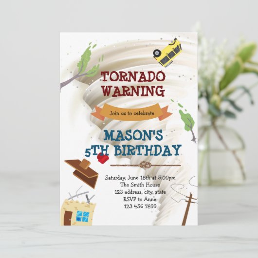 Tornado Geburtstagseinladung Einladung (Stehend Vorderseite)