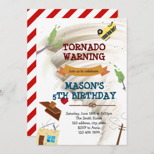 Tornado Geburtstagseinladung Einladung (Vorne/Hinten)