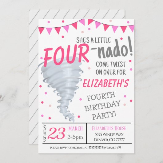 Tornado Geburtstagsparty Einladung (Vorne/Hinten)