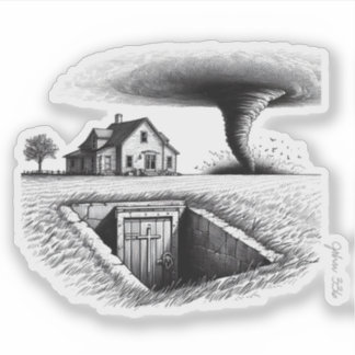 Tornado House Cellar mit Kreuz Aufkleber