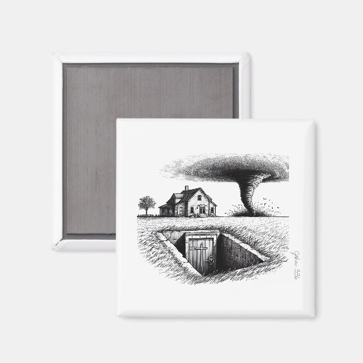 Tornado House Cellar mit Kreuz Magnet (Vorderseite/Rückseite)