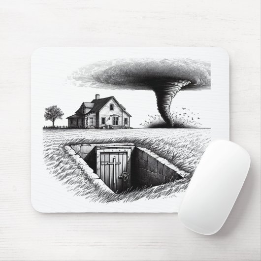 Tornado House Cellar mit Kreuz Mousepad (Mit Mouse)