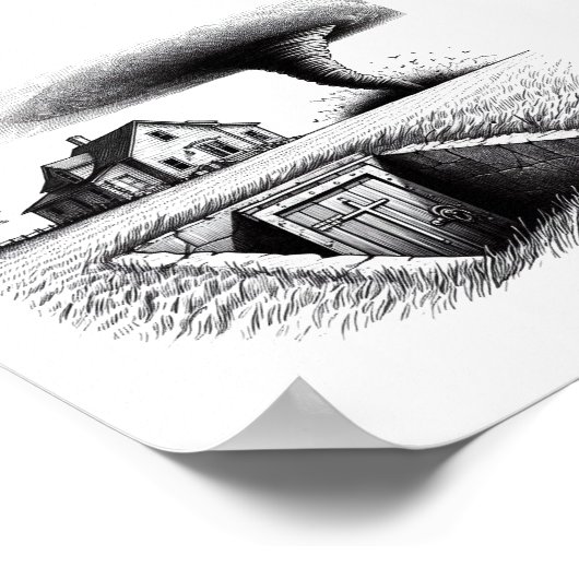 Tornado House Cellar mit Kreuz Poster (Ecke)