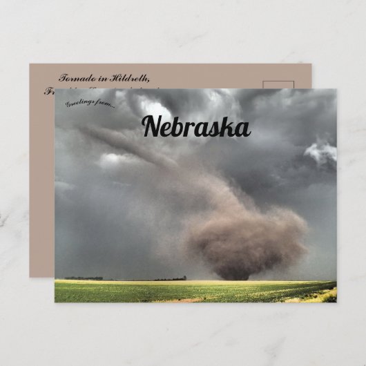 Tornado in Hildreth Franklin Landkreis Nebraska Postkarte (Vorne/Hinten)