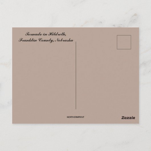 Tornado in Hildreth Franklin Landkreis Nebraska Postkarte (Rückseite)