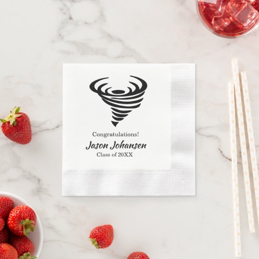 Tornado Mascot School Abschluss Napkin Wiedersehen Serviette (Beispiel)