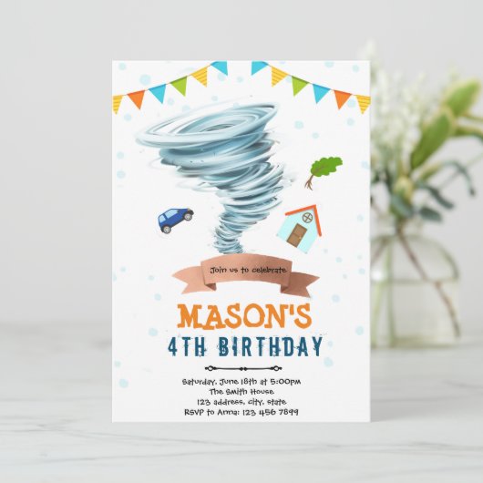 Tornado-Party Einladung (Stehend Vorderseite)