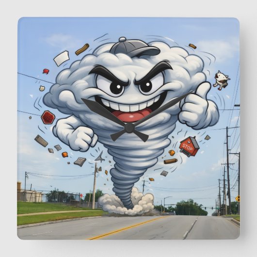 Tornado Quadratische Wanduhr (Vorderseite)