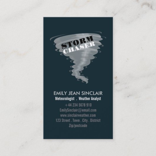 Tornado - Storm Chaser Design, Meteorologe Visitenkarte (Vorderseite)