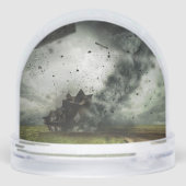 Tornado-Sturm zerstörendes Haus Schneekugeln (Rückseite)