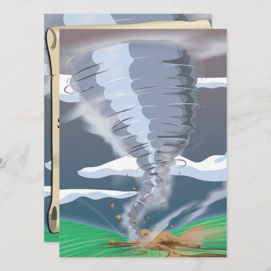 Tornado Twister Einladung (Vorne/Hinten)