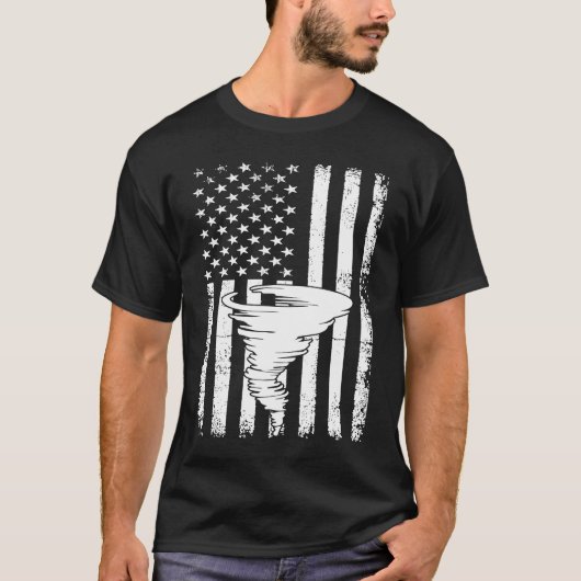 Tornado US Flag Hurricane Storm Tornado Chaser Men T-Shirt (Vorderseite)