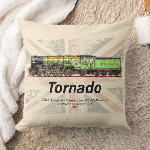 Tornado Vintage-Dampflokomotive Englische Lokomoti Kissen