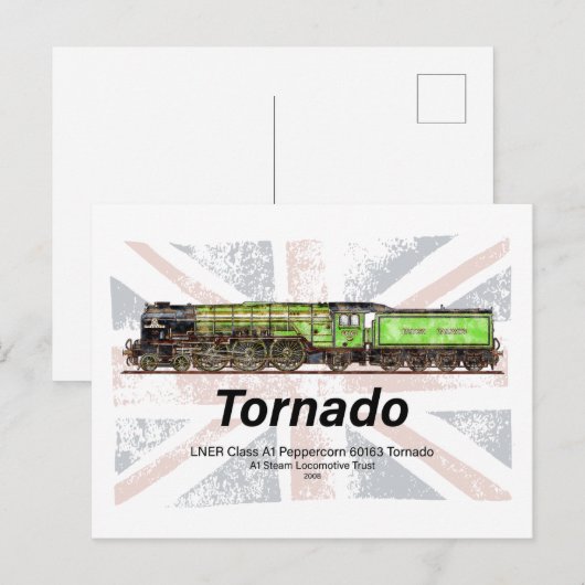 Tornado Vintager Dampfzug Englische Lokomotive Postkarte (Vorne/Hinten)