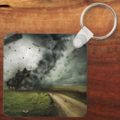 Tornado zerstört die Meteorologie von Hausstürmen Schlüsselanhänger (Rückseite)