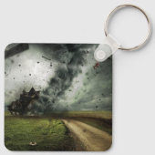 Tornado zerstört die Meteorologie von Hausstürmen Schlüsselanhänger (Rückseite)