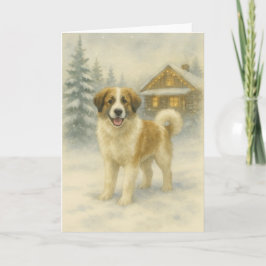 Tornjak Holiday Glow – Wasserfarben-Winterkarte Feiertagskarte