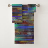 Tornstreifen mit digitalen Farbtexturen Badhandtuch Set (Insitu)