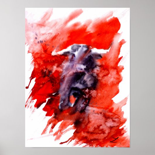 Toro Spanischer Kampf Bull Watercolor Poster (Vorne)