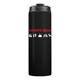 Toronto Beach Icons Dark Color Thermosbecher