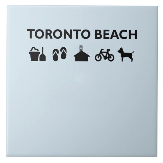 Toronto Beach Icons Monotone Black Fliese (Vorderseite)