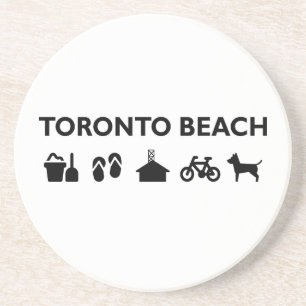Toronto Beach Icons Monotone Black Getränkeuntersetzer
