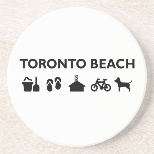Toronto Beach Icons Monotone Black Getränkeuntersetzer (Vorne)