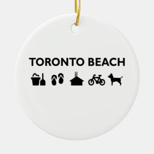 Toronto Beach Icons Monotone Black Keramikornament
