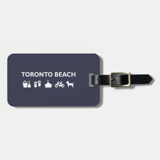 Toronto Beach Icons Monotone Dark Gepäckanhänger (Vorderseite horizontal)