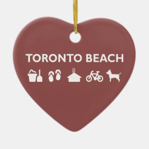 Toronto Beach Icons Monotone Dark Keramikornament