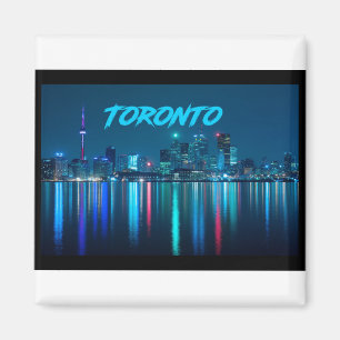 Toronto Canada Nightime Skyline über Wasser farbig Magnet