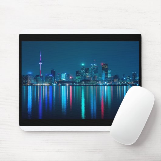 Toronto Canada Nightime Skyline über Wasser farbig Mousepad (Mit Mouse)