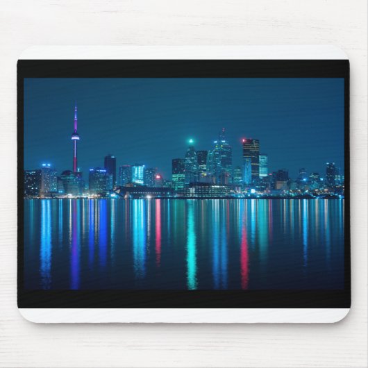 Toronto Canada Nightime Skyline über Wasser farbig Mousepad (Vorne)
