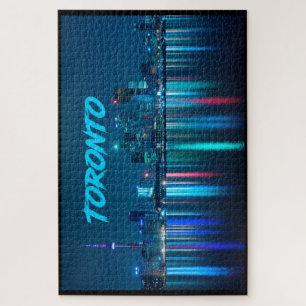 Toronto Canada Nightime Skyline über Wassername Puzzle