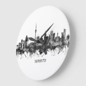 Toronto Canada Skyline BW Große Wanduhr (Winkel)