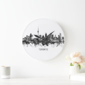 Toronto Canada Skyline BW Große Wanduhr (Zuhause)