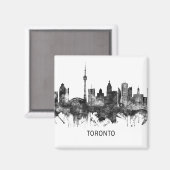 Toronto Canada Skyline BW Magnet (Vorderseite/Rückseite)