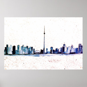Toronto Canada Skyline Vintag CN Tower Poster