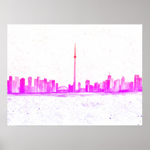 Toronto Canada Skyline Vintag CN Tower Poster