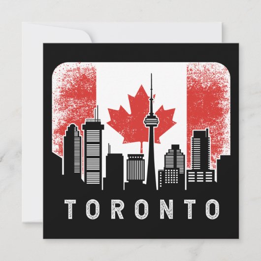 Toronto Canada Skyline Vintag Flag Karte (Vorderseite)