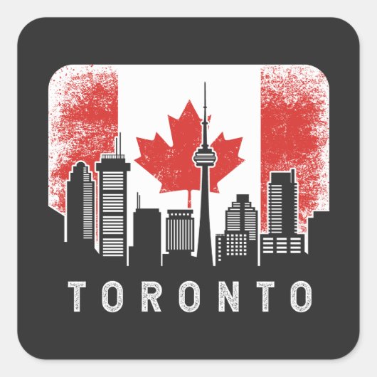 Toronto Canada Skyline Vintag Flag Quadratischer Aufkleber (Vorderseite)