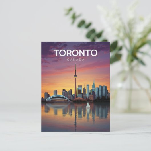 Toronto Canada Sunset Skyline Postkarte (Stehend Vorderseite)