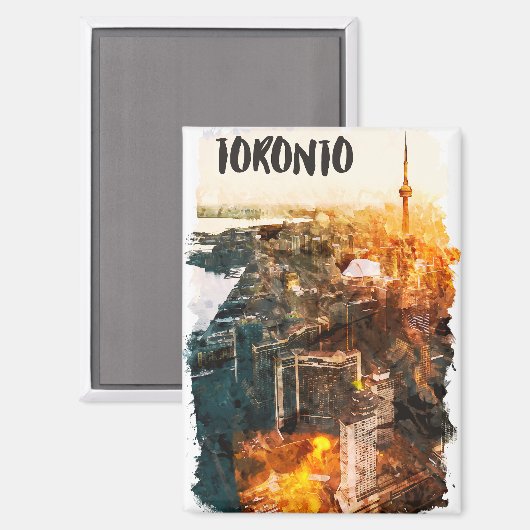 Toronto Canada Sunset Skyline Silhouette Magnet (Vorderseite/Rückseite)