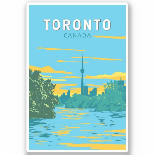 Toronto Canada Travel Art Vintag Aufkleber (Vorderseite)
