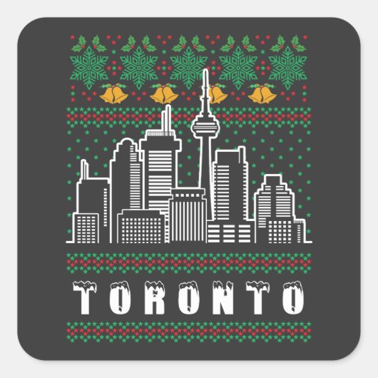Toronto Canada Ugly Christmas Quadratischer Aufkleber (Vorderseite)