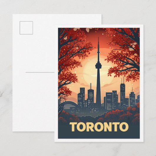 Toronto Canada Vintag Art Travel Illustration Postkarte (Vorne/Hinten)