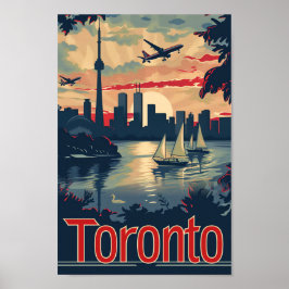 Toronto Canada Vintag Retro Travel Illustration Poster
