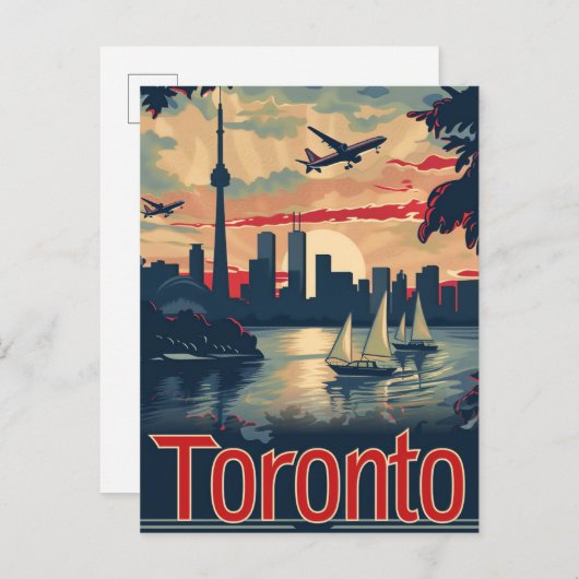 Toronto Canada Vintag Retro Travel Illustration Postkarte (Vorne/Hinten)