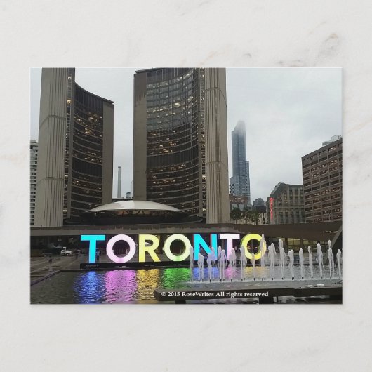 Toronto City Hall With Pan Am Sign by RoseWrite Postkarte (Vorderseite)